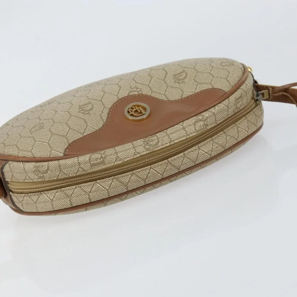 Authentic Christian Dior Honeycomb Canvas Shoulder Bag PVC Beige Gold - Picture 13 of 16